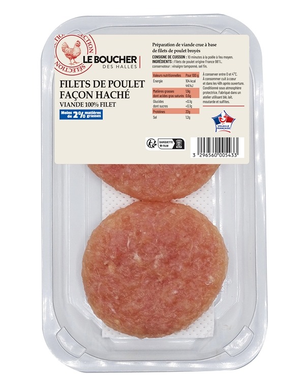 2 filets de poulet facon hache Le Boucher des Halles : photo du produit rappelé le 01/10/2026