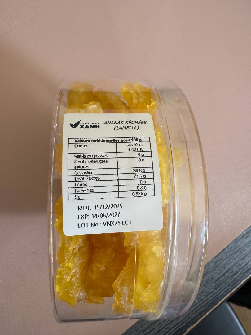 Ananas seche Vietnam Xanh : photo 2 sur 2 du produit rappelé le 02/06/2026