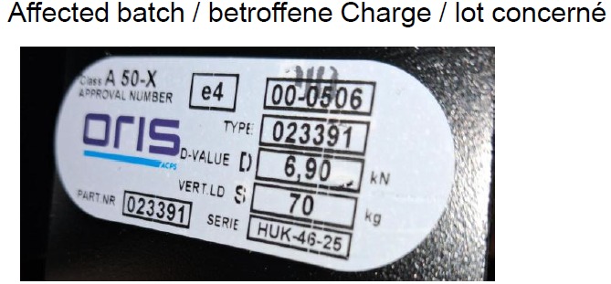 Attelage remorque pour citroën berlingo ou peugeot partner Acps-Oris : photo 2 sur 2 du produit rappelé le 29/06/2026