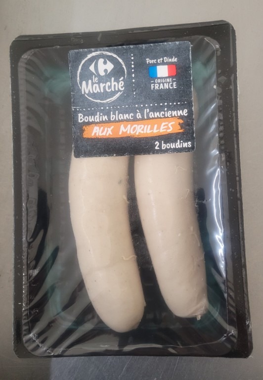 Boudin blanc a l'ancienne aux morilles Carrefour le Marche : photo du produit rappelé le 21/07/2026