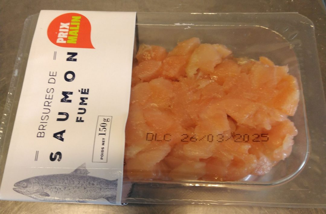 Brisures de saumon fumé 150g Grand Frais / Fresh / Mon-Marché.FR : photo du produit rappelé le 03/06/2026