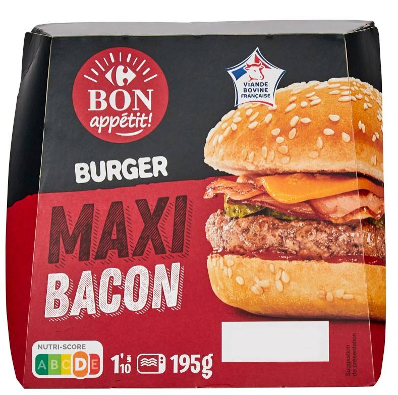 Burger maxi bacon Carrefour Bon Appetit : photo du produit rappelé le 14/08/2026