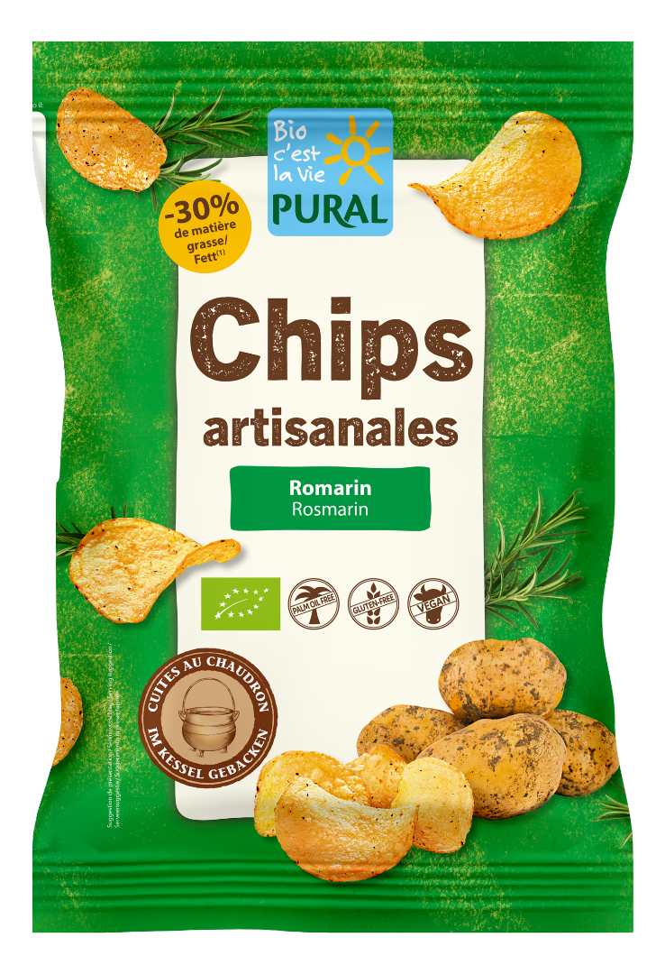Chips de pommes de terre artisanales romarin sel Pural - BIO C'est la Vie : photo du produit rappelé le 31/07/2026