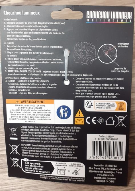 Chouchou lumineux B&M : photo 2 sur 3 du produit rappelé le 26/10/2026
