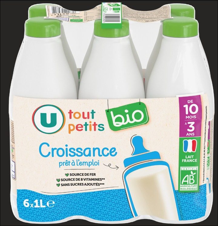 Croissance dha 10 mois à 3 ans u tout petits bio bouteilles 6x1 litre : photo du produit rappelé le 16/10/2026