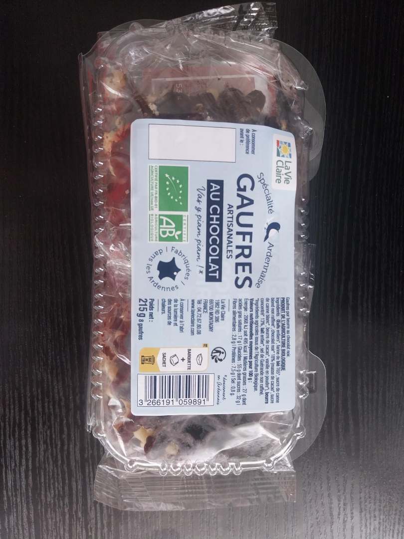 Gaufres pur beurre chocolat noir la vie claire : photo du produit rappelé le 08/06/2026