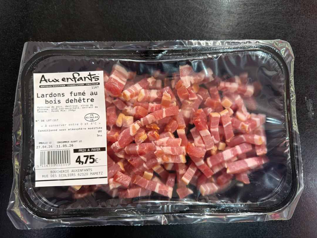 Lardons fumés au bois de hêtre : photo du produit rappelé le 04/05/2026