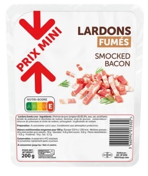 Lardons fumés pxm 200g Prix Mini : photo du produit rappelé le 11/09/2026