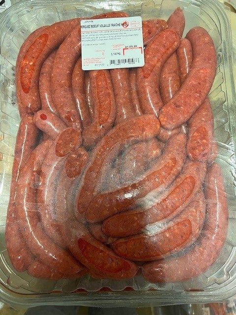 Merguez bœuf volaille halal Salaisons Jouvin : photo du produit rappelé le 29/06/2026