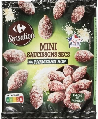 Mini saucissons secs au parmesan Carrefour Sensation : photo du produit rappelé le 09/10/2026