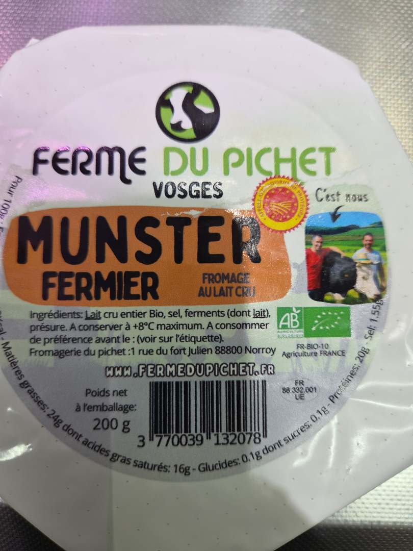 Munster au lait cru ferme du pichet : photo du produit rappelé le 02/10/2026