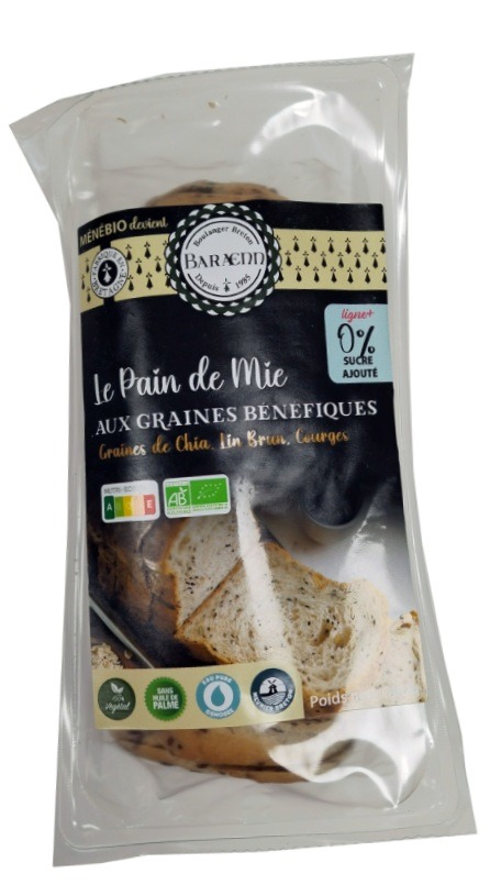Pain de mie graines bénéfiques chia, lin brun, courges Baraenn : photo du produit rappelé le 15/07/2026