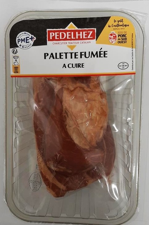 Palette demi, sel fumée issu de porc IGP sud, ouest Pédelhez : photo du produit rappelé le 05/10/2026