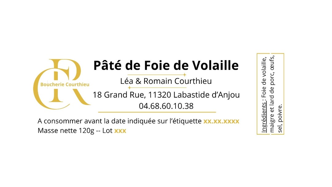 Pâté de foie de volaille Boucherie Courthieu : photo du produit rappelé le 04/06/2026