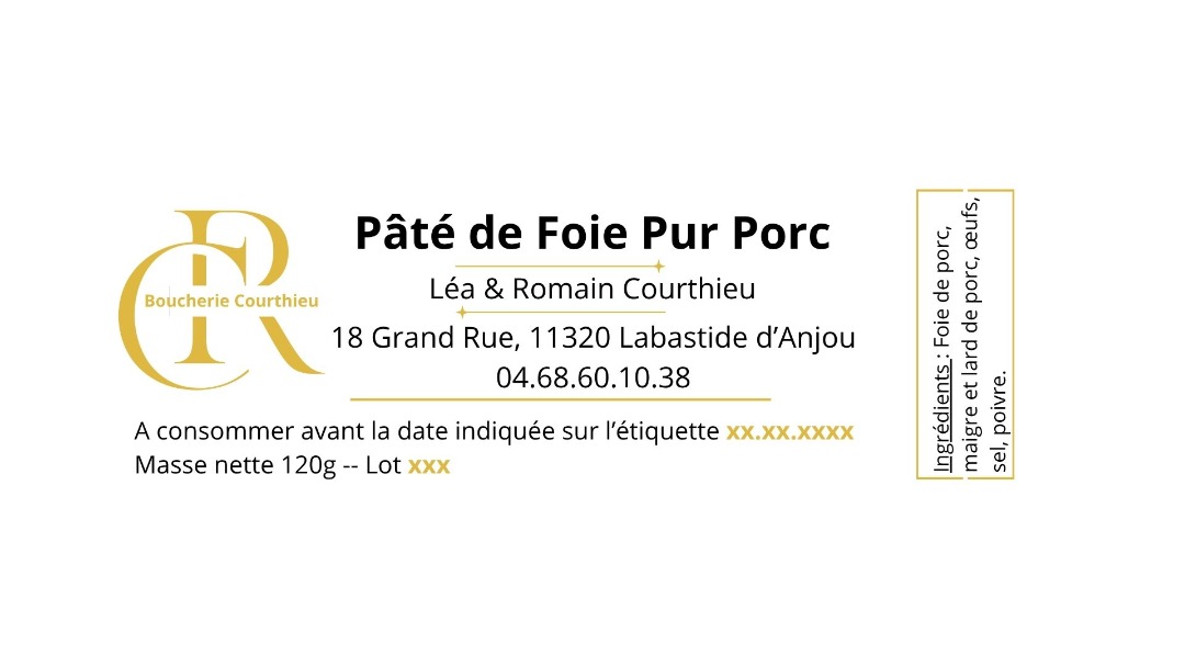 Pâté de foie pur porc Boucherie Courthieu : photo du produit rappelé le 04/06/2026
