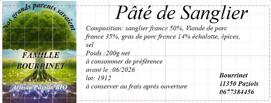 Patés Bourrinet : photo du produit rappelé le 28/07/2026
