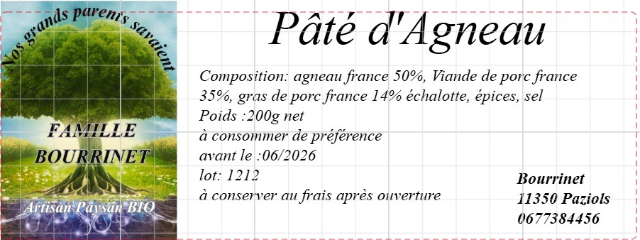 Patés Bourrinet : photo du produit rappelé le 28/07/2026