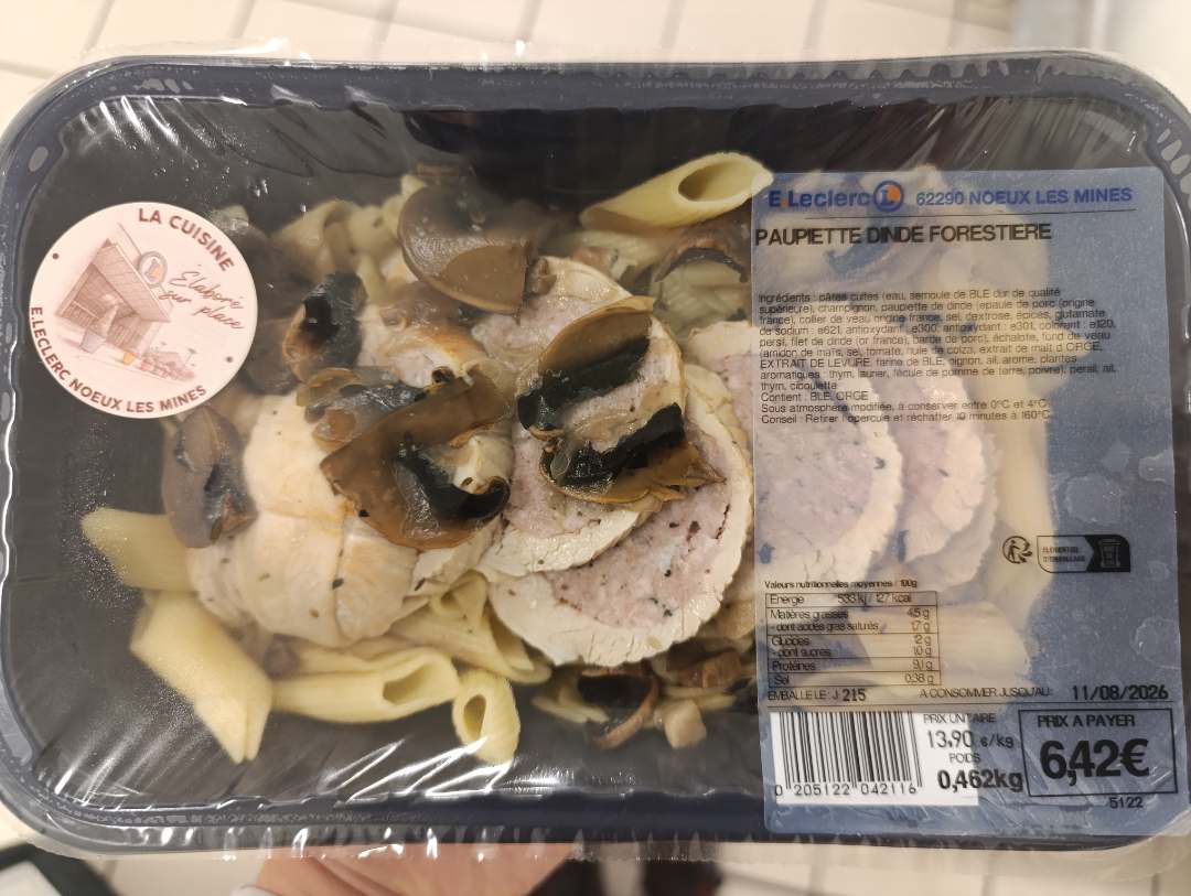 Paupiette de dinde forestière : photo du produit rappelé le 07/08/2026