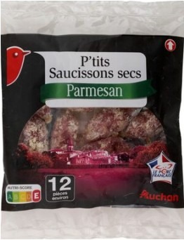 Petit saucisson parmesan 75g Auchan : photo du produit rappelé le 12/10/2026
