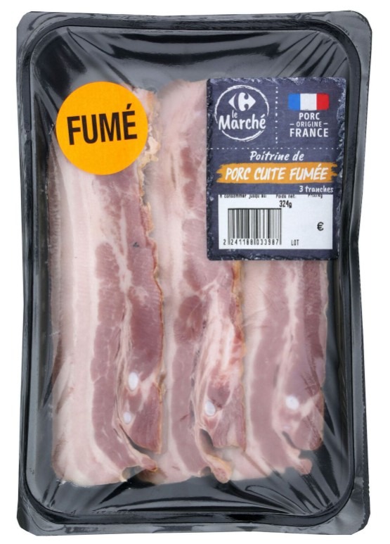 Poitrine de porc cuite fumee Carrefour le Marche : photo du produit rappelé le 21/07/2026