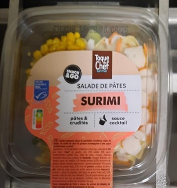 Salade de pâtes surimi Toque du Chef : photo du produit rappelé le 06/10/2026