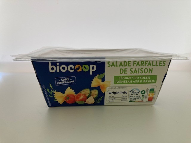 Salade farfalles de saison, légumes du soleil , parmesan AOP Biocoop : photo du produit rappelé le 16/06/2026