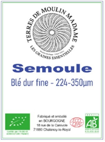 Semoule de blé dur Terres de Moulin Madame : photo du produit rappelé le 01/07/2026