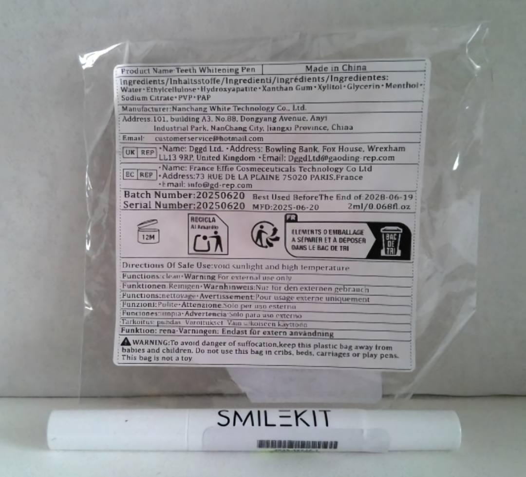 Stylo pour le blanchiment dentaire - smile kit Smilekit : photo du produit rappelé le 10/08/2026