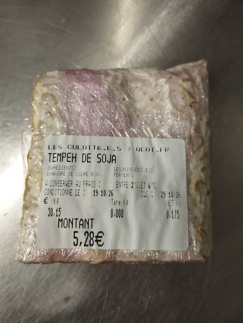 Tempeh artisanal frais et bio du diois Les Culotté.E.S : photo 2 sur 2 du produit rappelé le 23/10/2026
