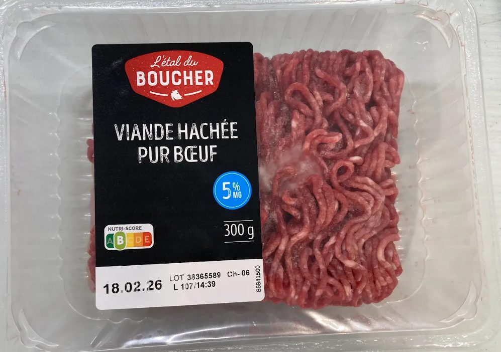 Viande hachée pur bœuf 5%mg L'Etal du Boucher : photo du produit rappelé le 15/09/2026